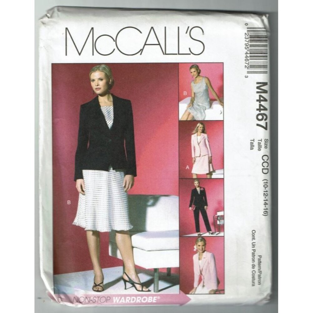 McCall's Sewing Pattern 4467 Jacket Top Skirt Pants Career Misses Size 10-16